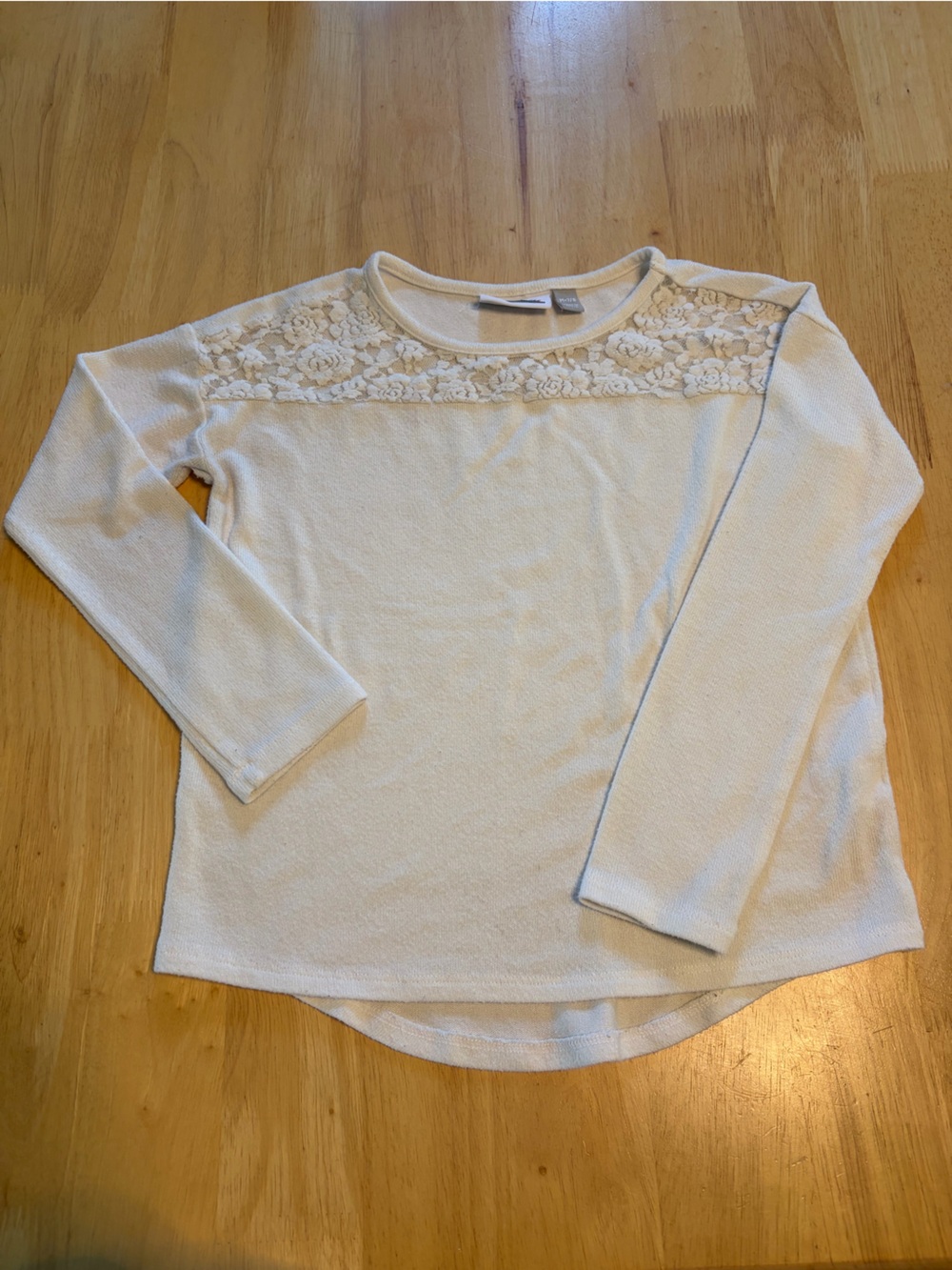 The Children's Place Cream Lace Yoke Long Sleeve Top